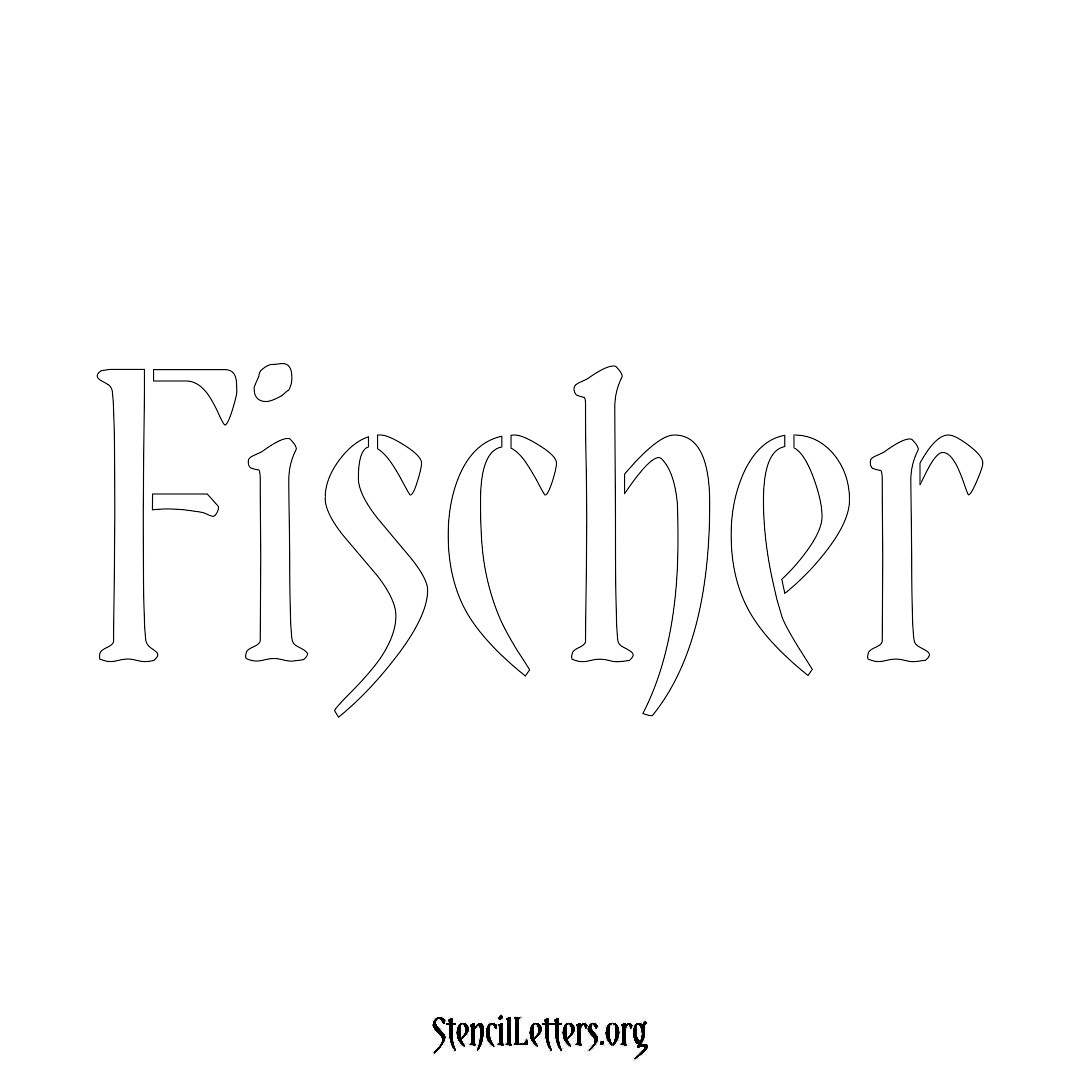 Fischer name stencil in Vintage Brush Lettering