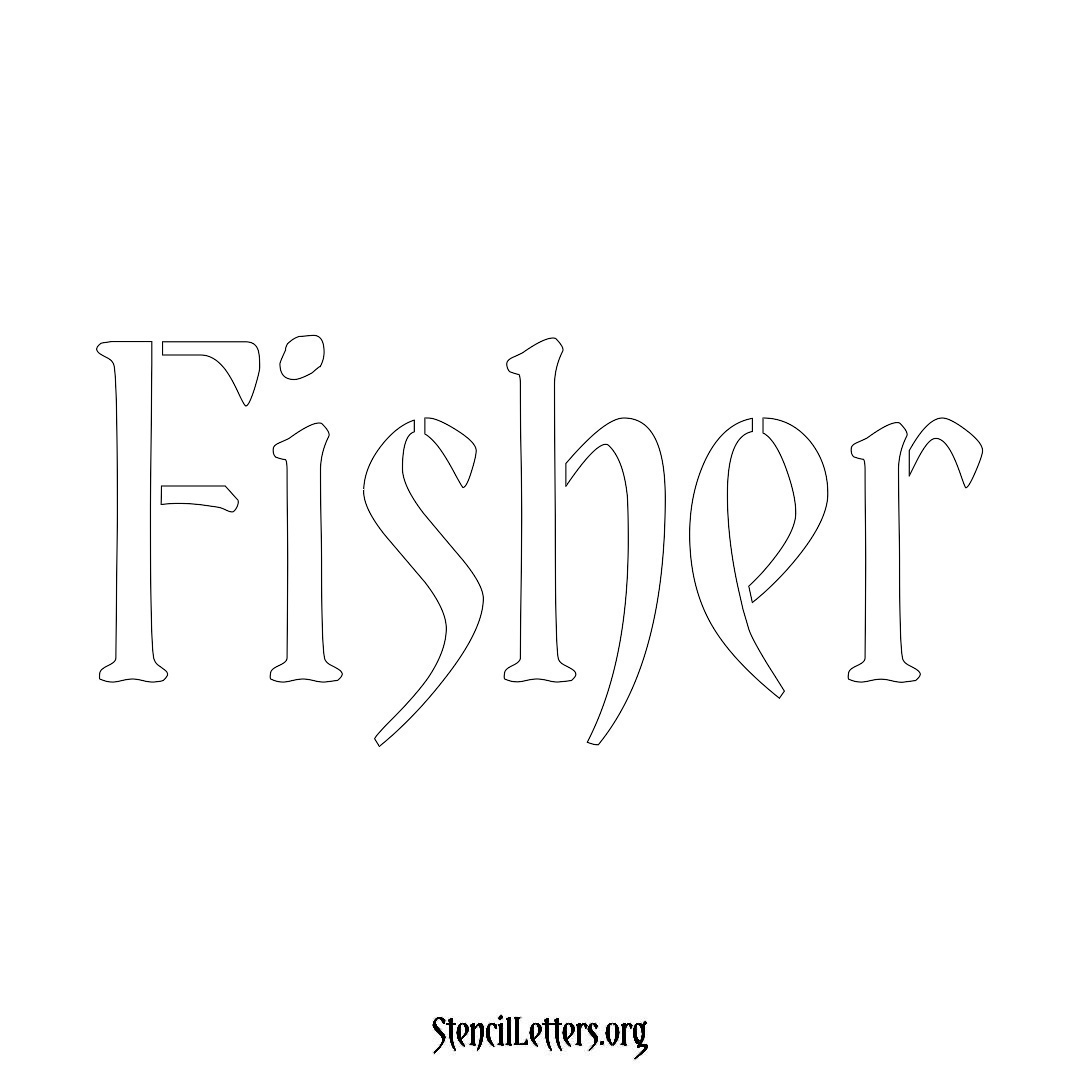 Fisher name stencil in Vintage Brush Lettering