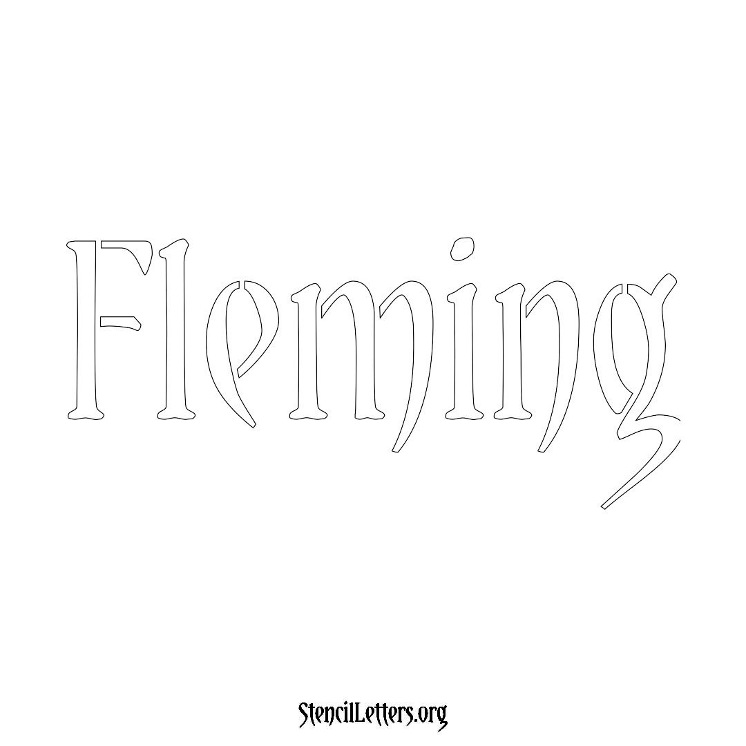 Fleming name stencil in Vintage Brush Lettering