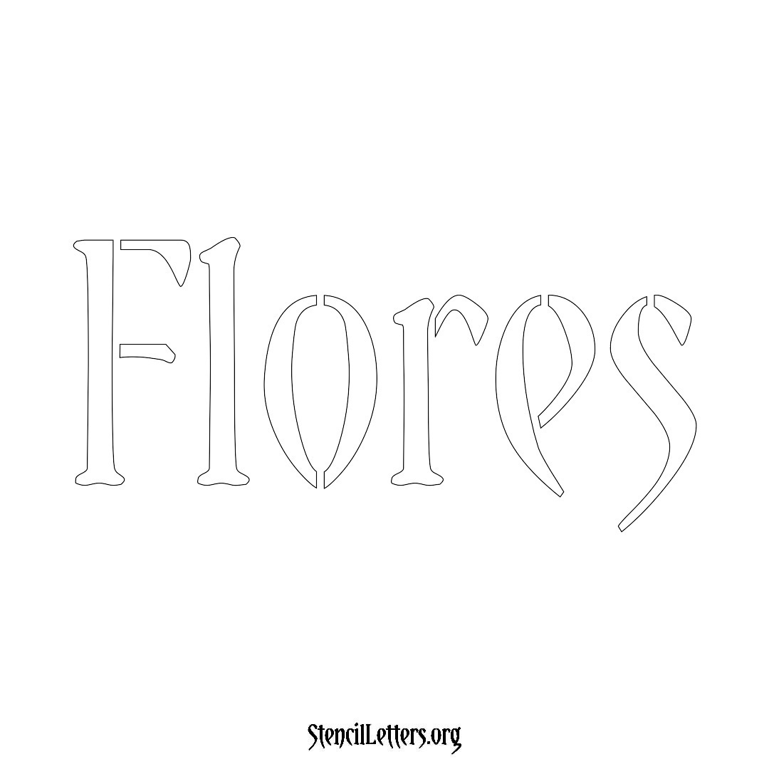 Flores name stencil in Vintage Brush Lettering