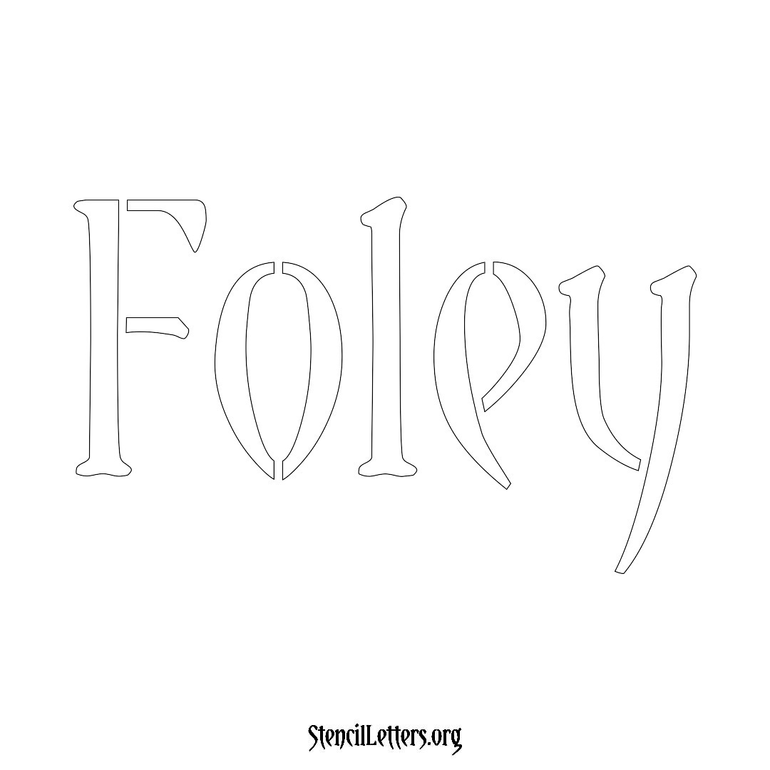 Foley name stencil in Vintage Brush Lettering