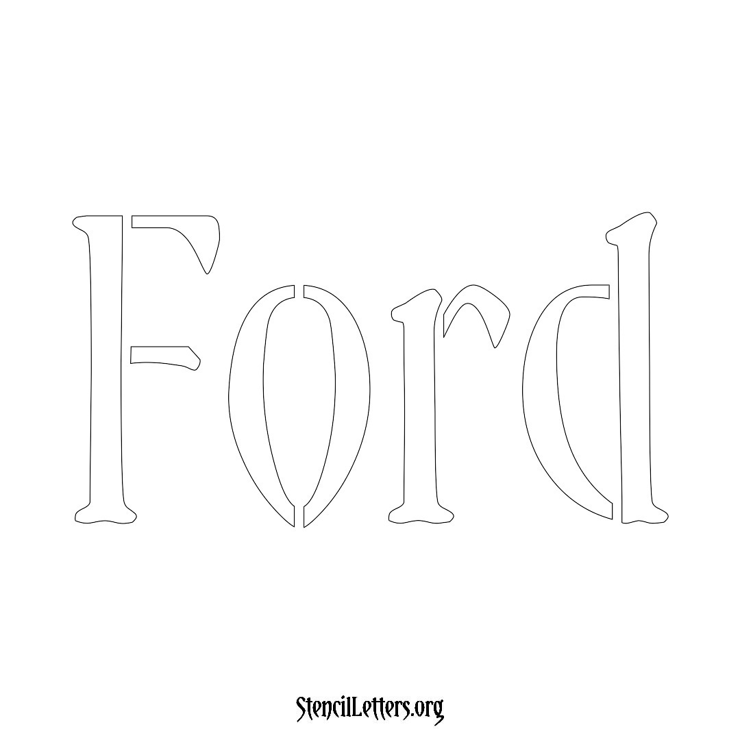 Ford name stencil in Vintage Brush Lettering