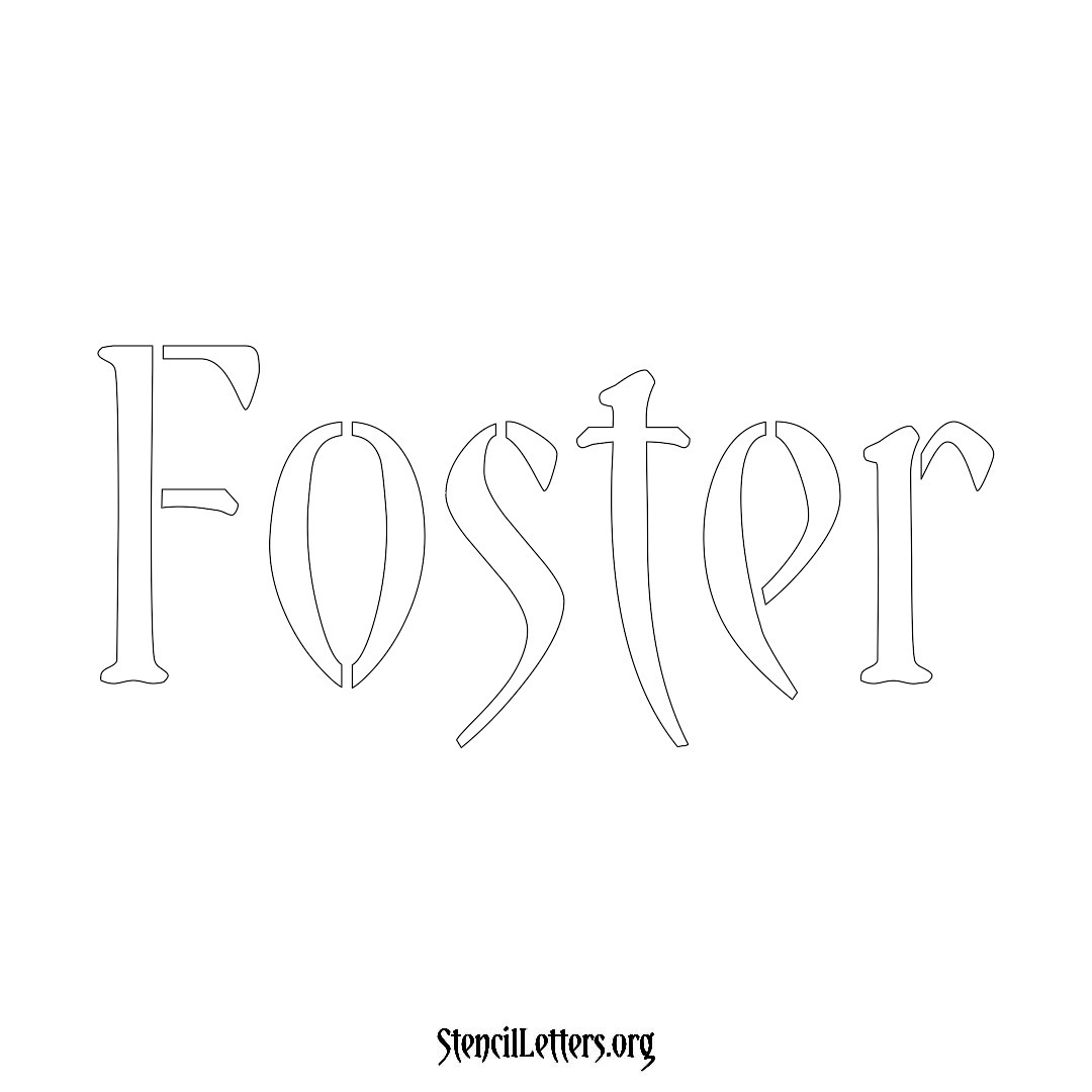 Foster name stencil in Vintage Brush Lettering