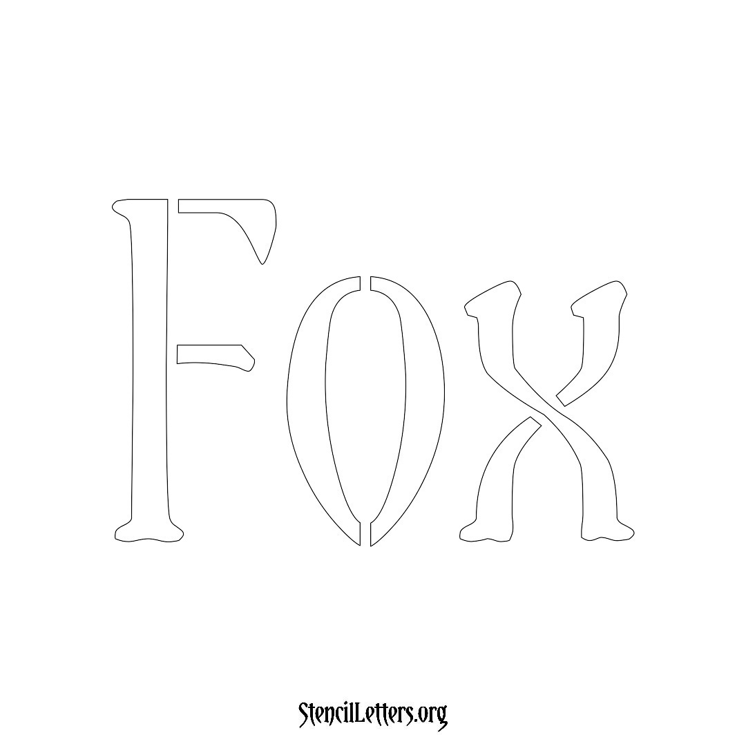 Fox name stencil in Vintage Brush Lettering