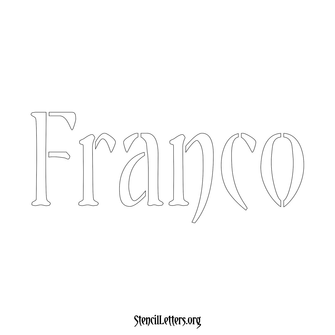 Franco name stencil in Vintage Brush Lettering