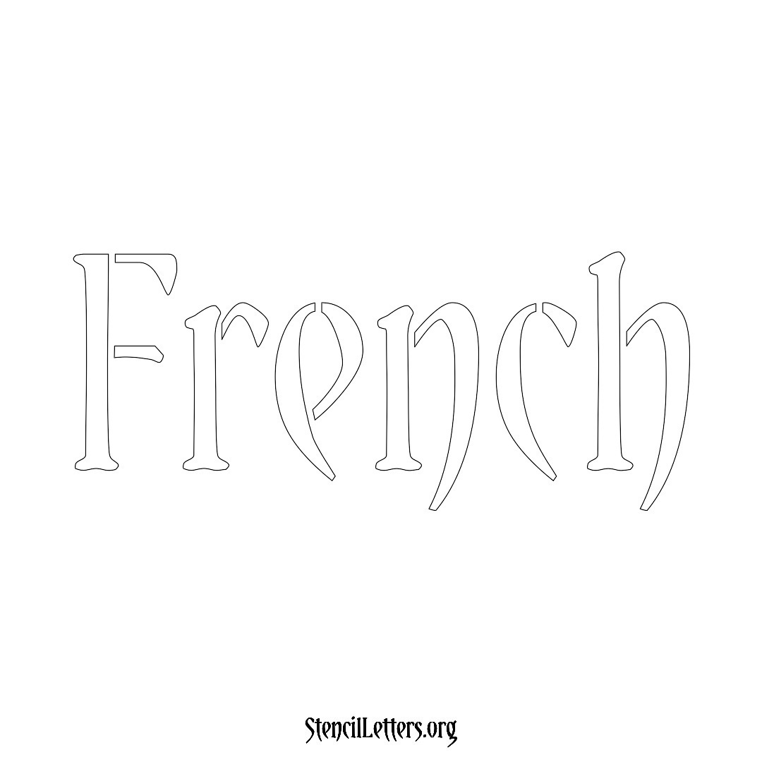 French name stencil in Vintage Brush Lettering