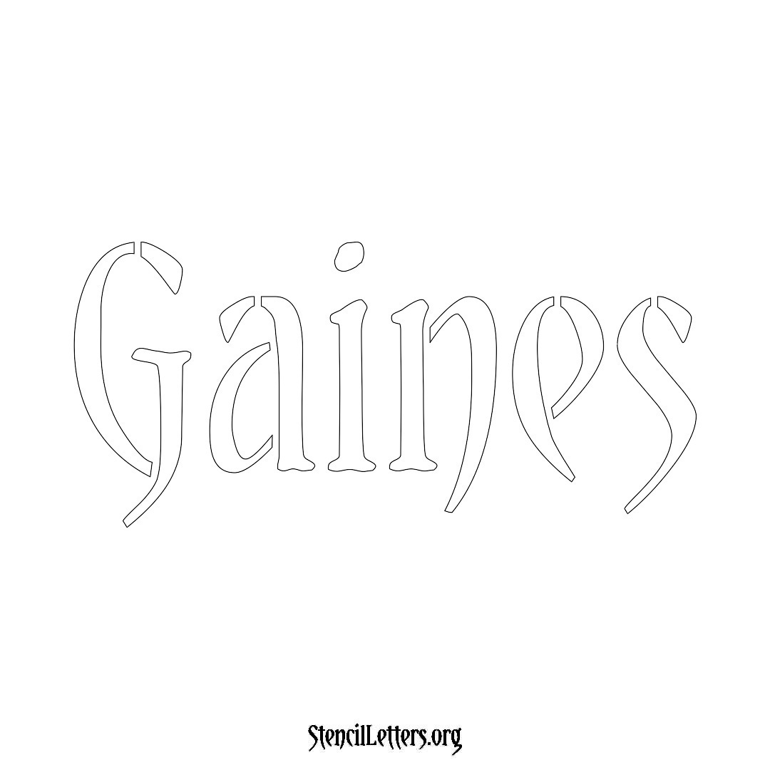 Gaines name stencil in Vintage Brush Lettering