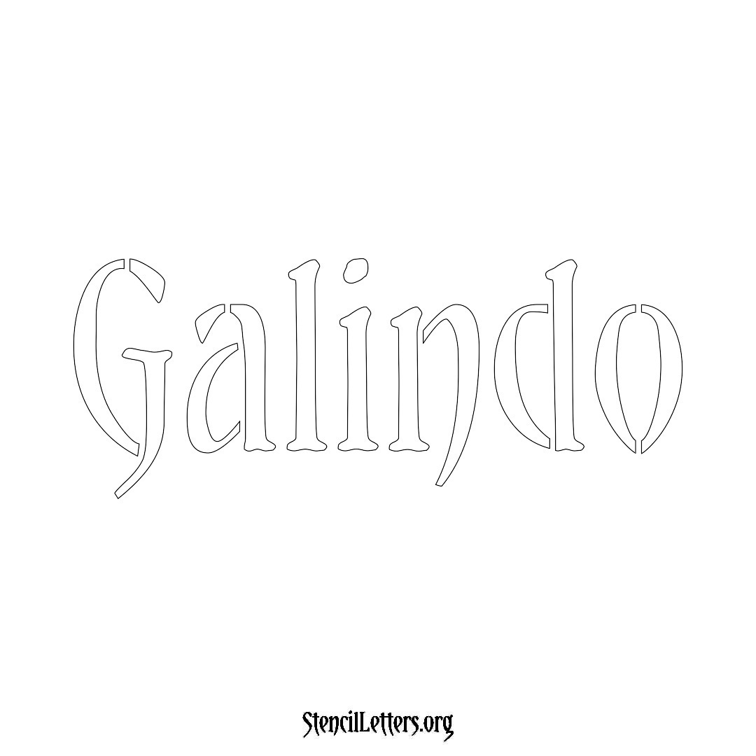 Galindo name stencil in Vintage Brush Lettering