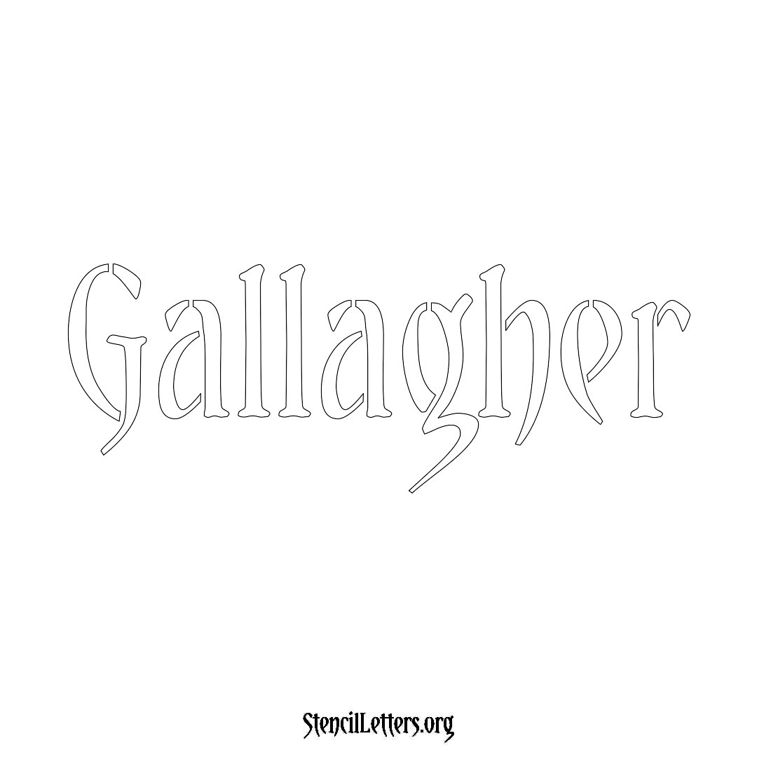 Gallagher name stencil in Vintage Brush Lettering