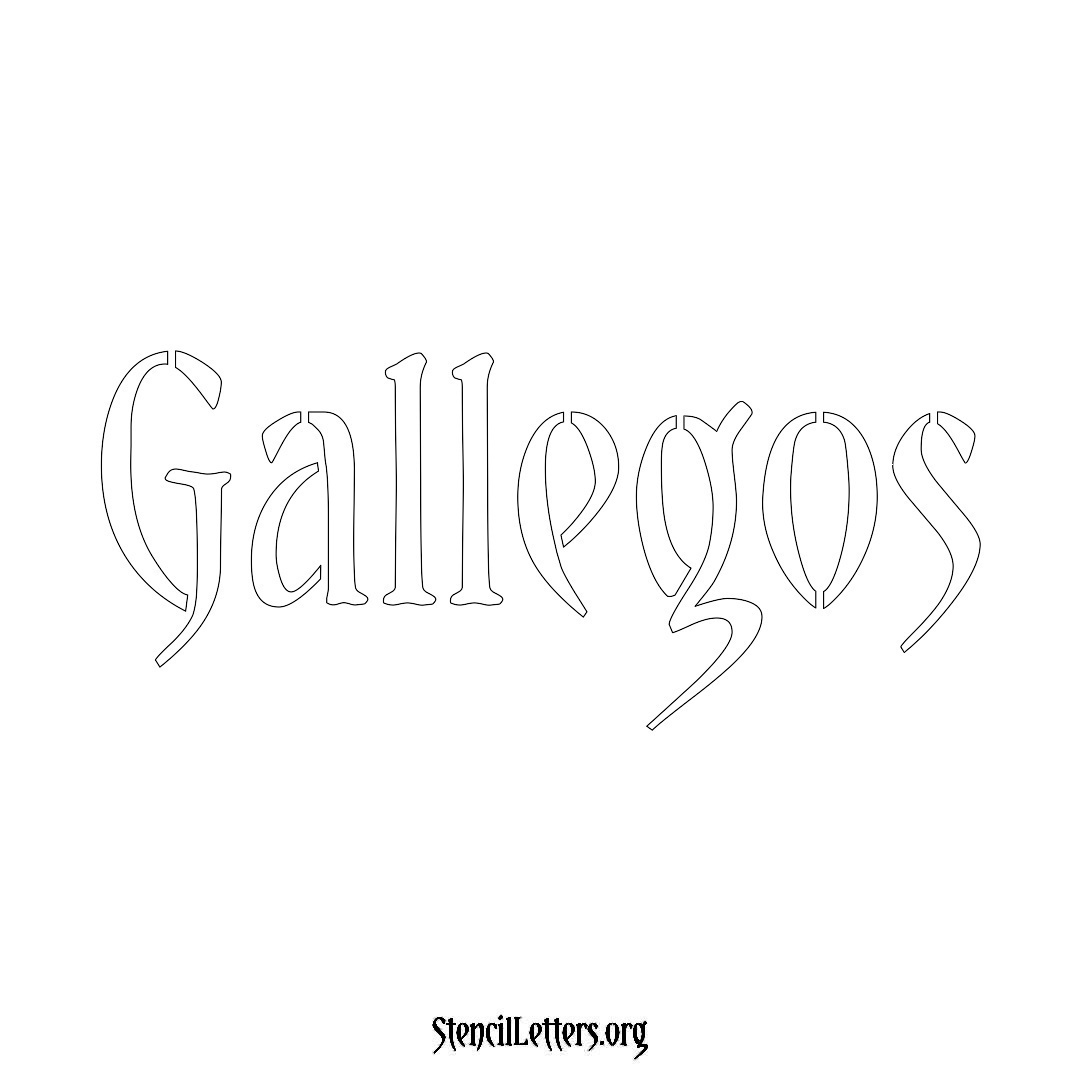 Gallegos name stencil in Vintage Brush Lettering