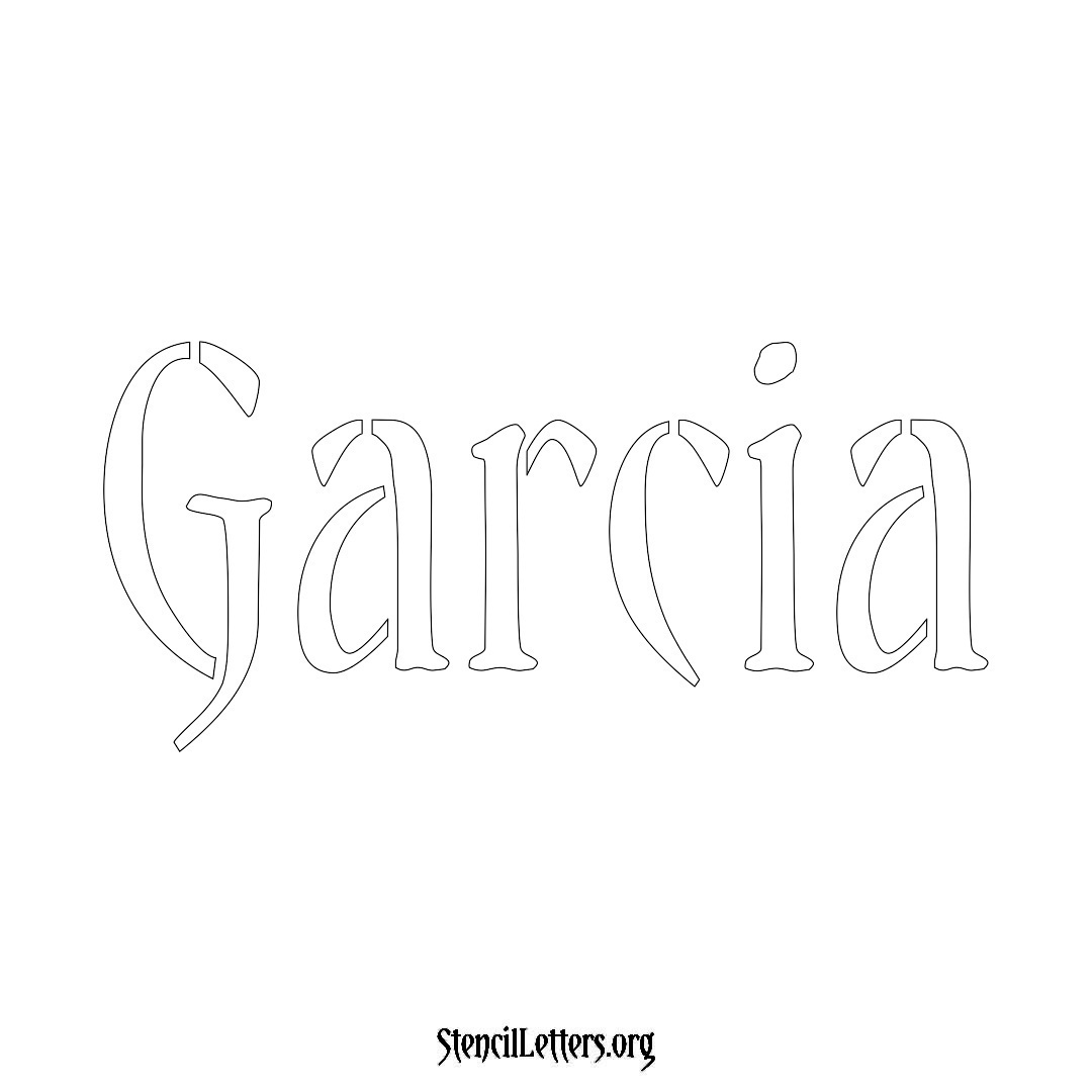 Garcia name stencil in Vintage Brush Lettering