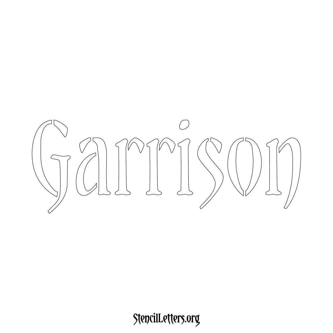 Garrison name stencil in Vintage Brush Lettering