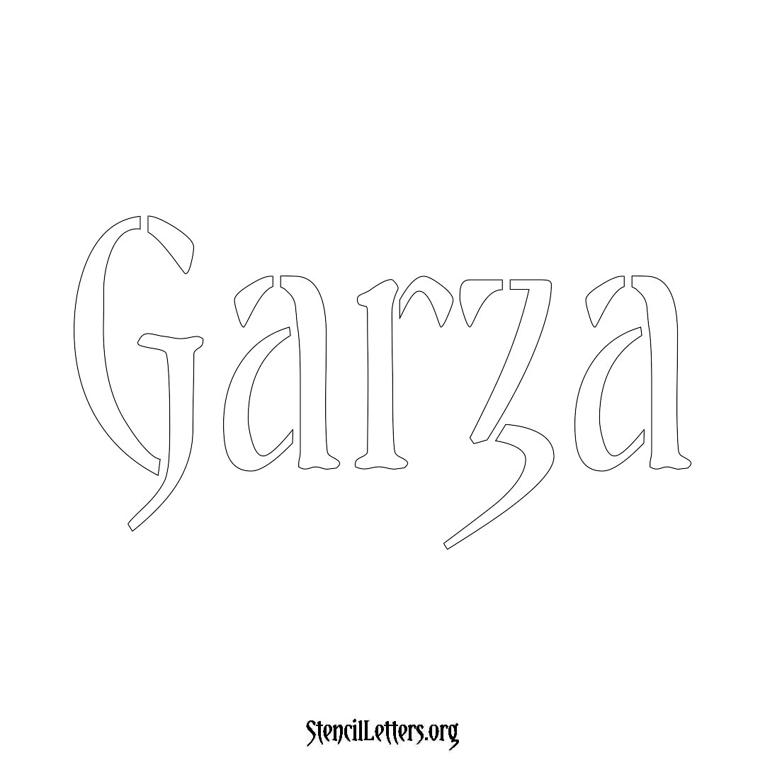 Garza name stencil in Vintage Brush Lettering