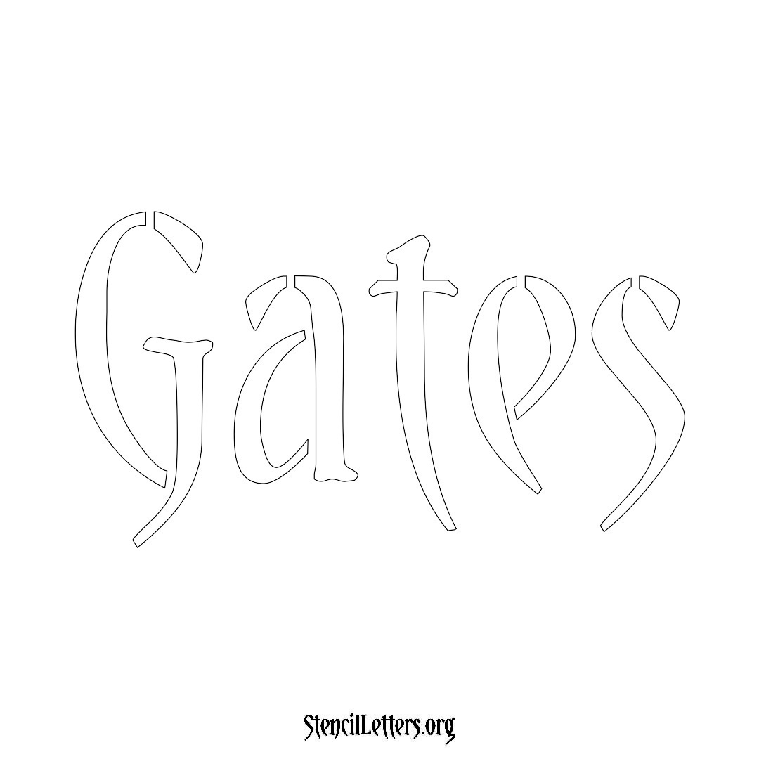 Gates name stencil in Vintage Brush Lettering