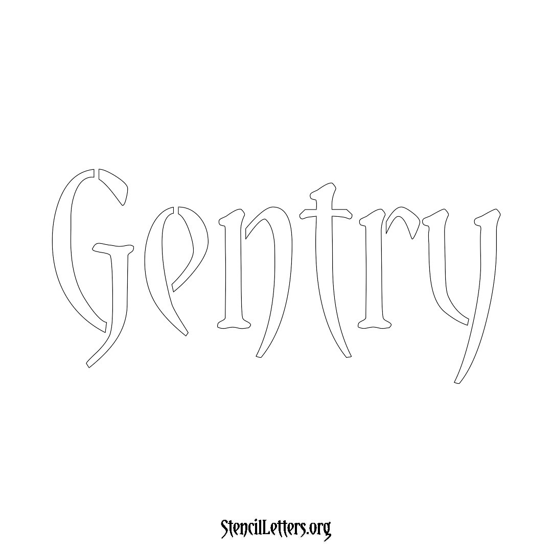 Gentry name stencil in Vintage Brush Lettering