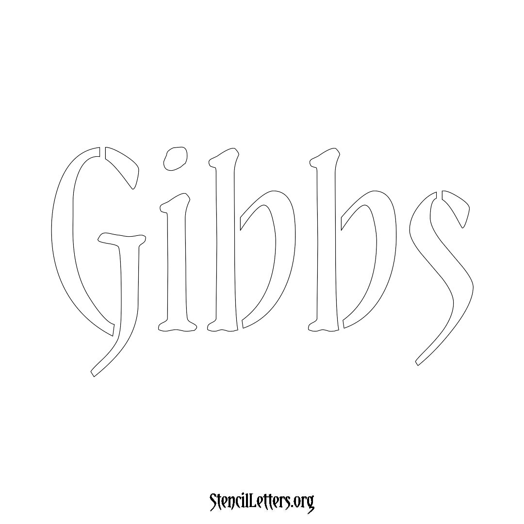 Gibbs name stencil in Vintage Brush Lettering