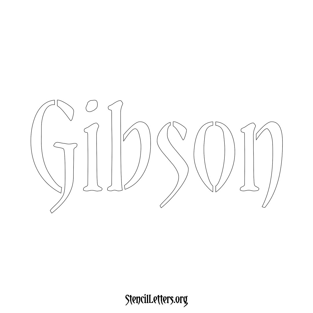 Gibson name stencil in Vintage Brush Lettering