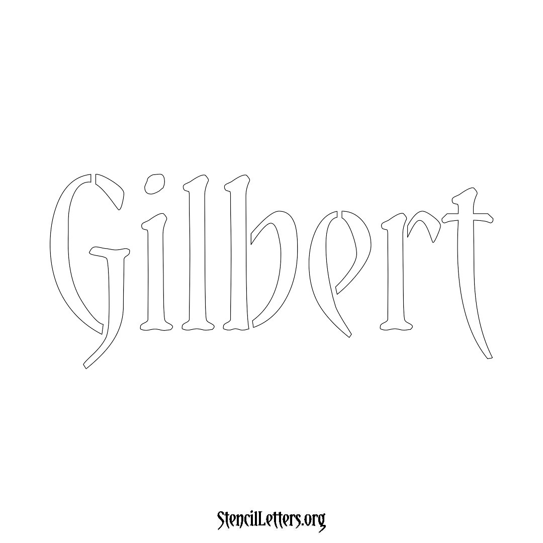 Gilbert name stencil in Vintage Brush Lettering