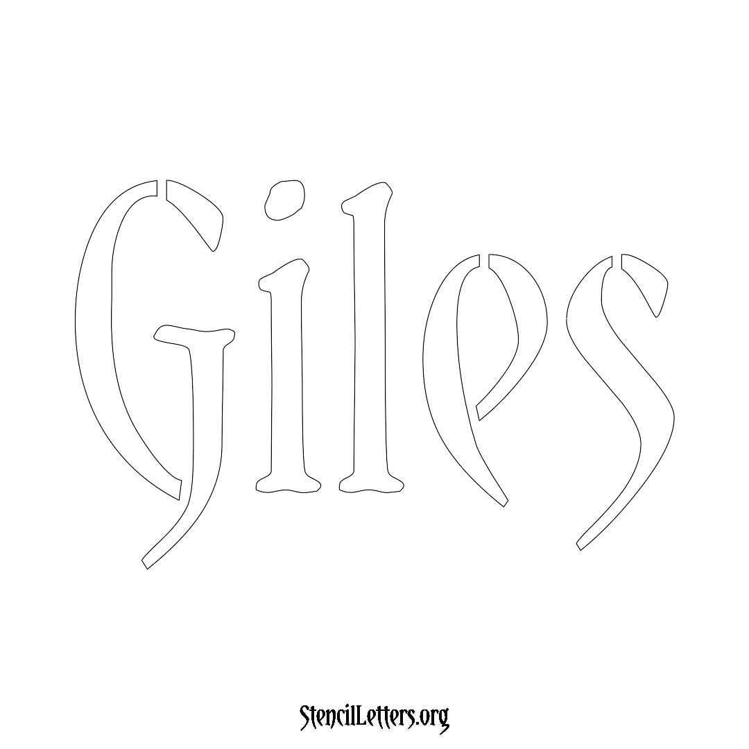 Giles name stencil in Vintage Brush Lettering