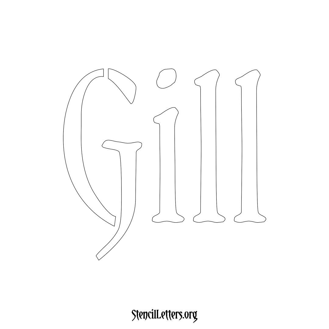 Gill name stencil in Vintage Brush Lettering