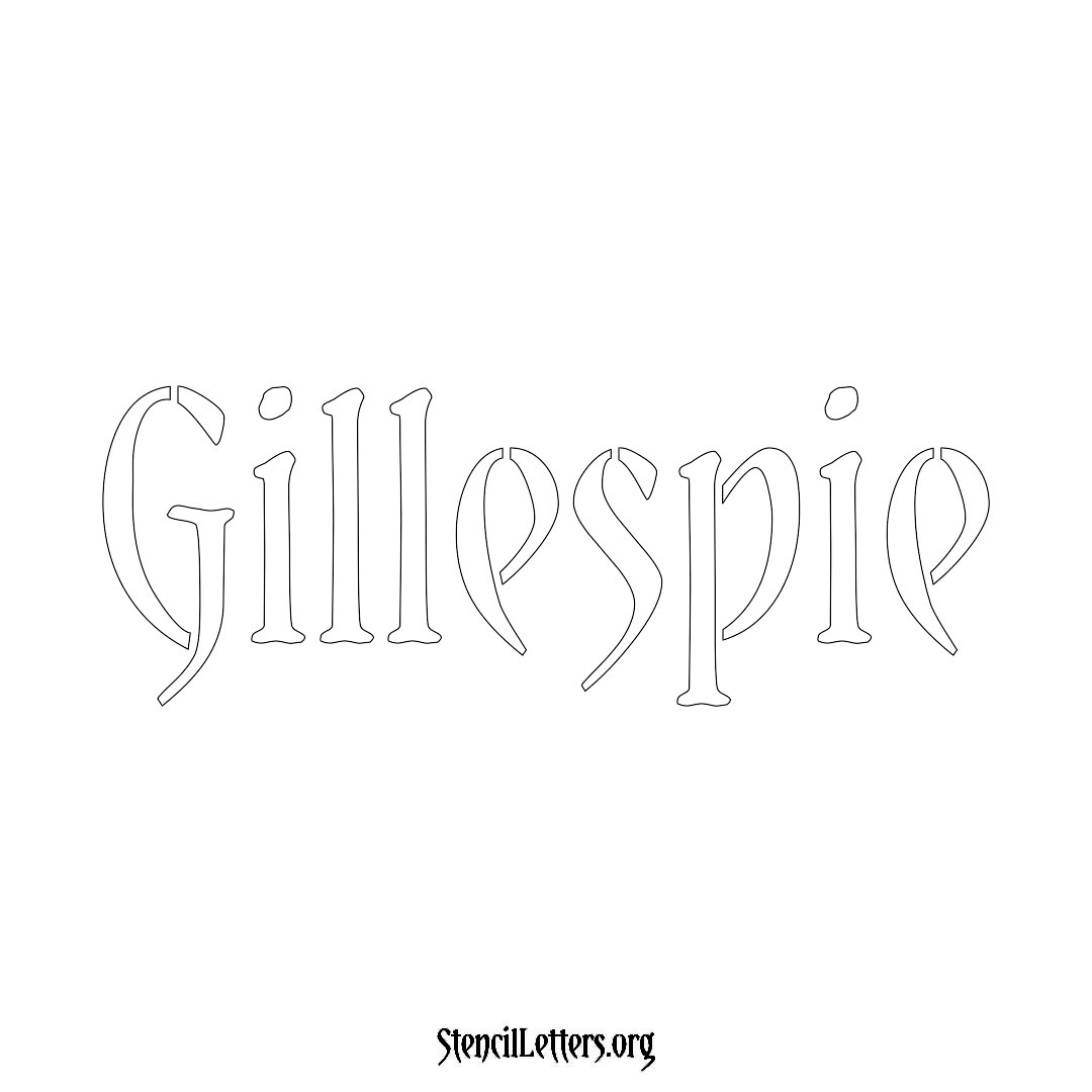 Gillespie name stencil in Vintage Brush Lettering