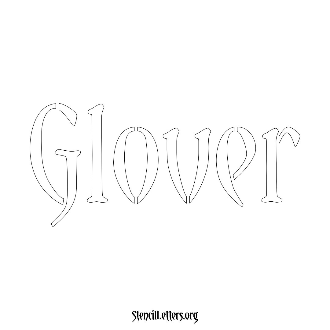 Glover name stencil in Vintage Brush Lettering