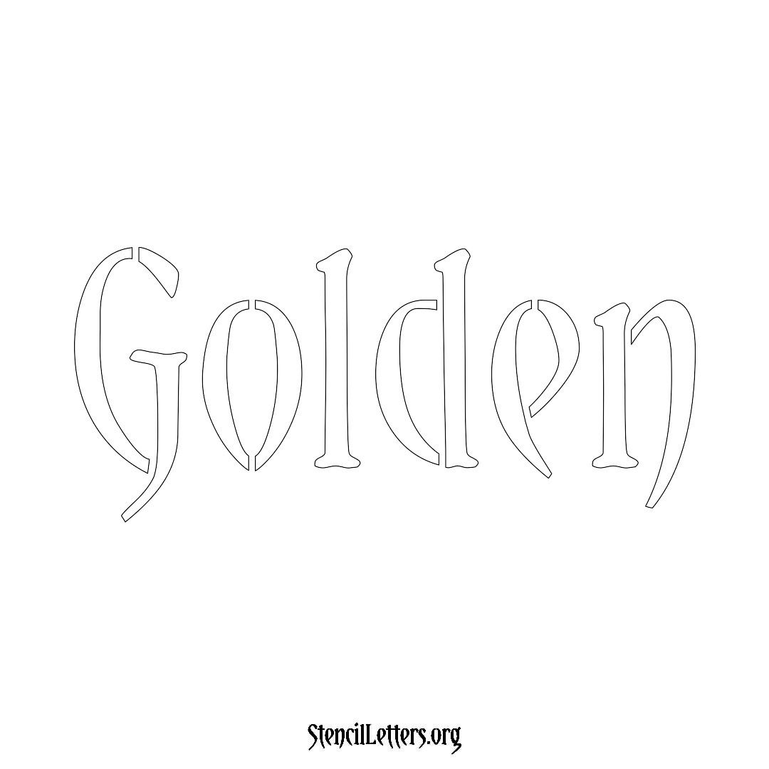 Golden name stencil in Vintage Brush Lettering