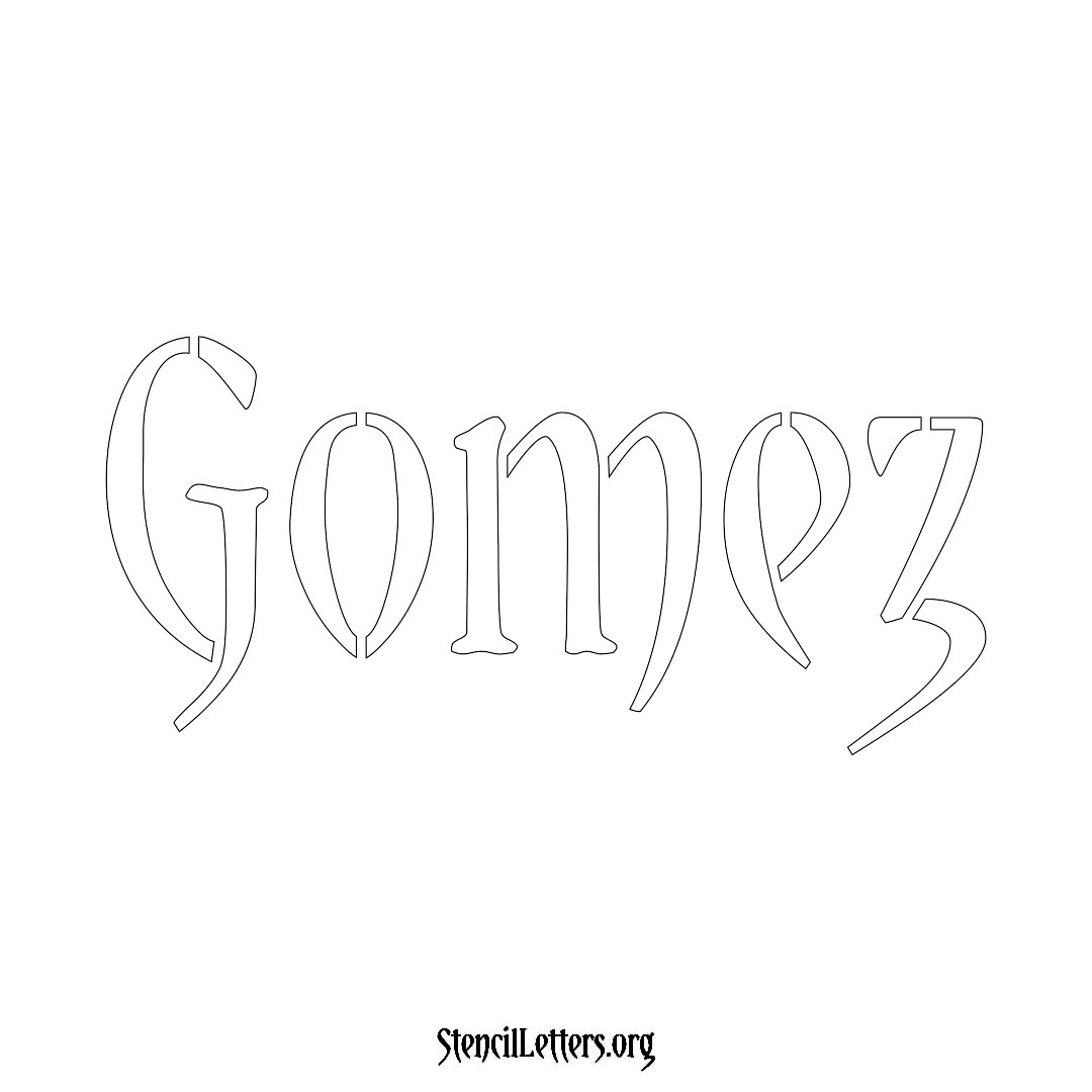 Gomez name stencil in Vintage Brush Lettering