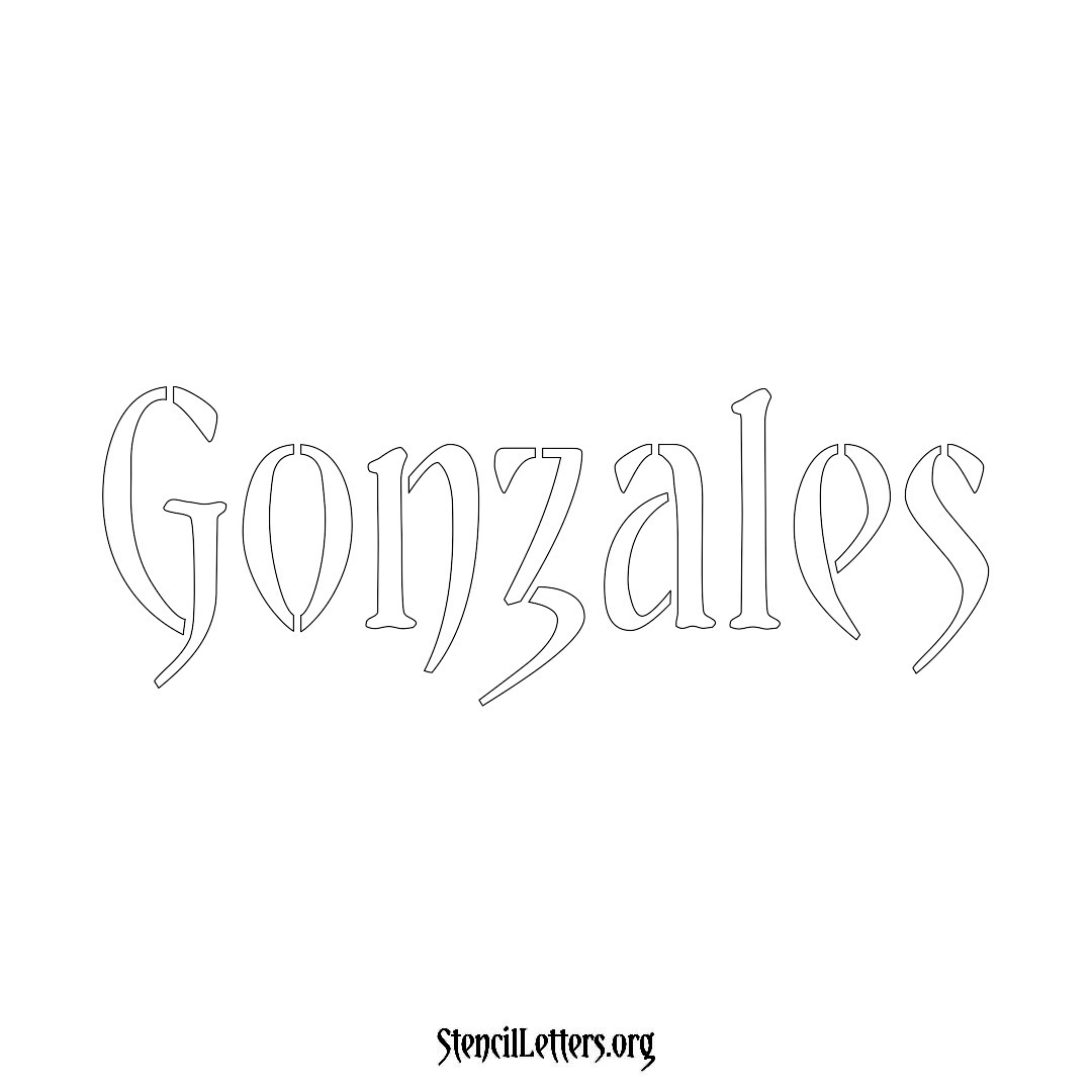 Gonzales name stencil in Vintage Brush Lettering