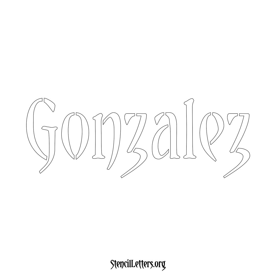 Gonzalez name stencil in Vintage Brush Lettering