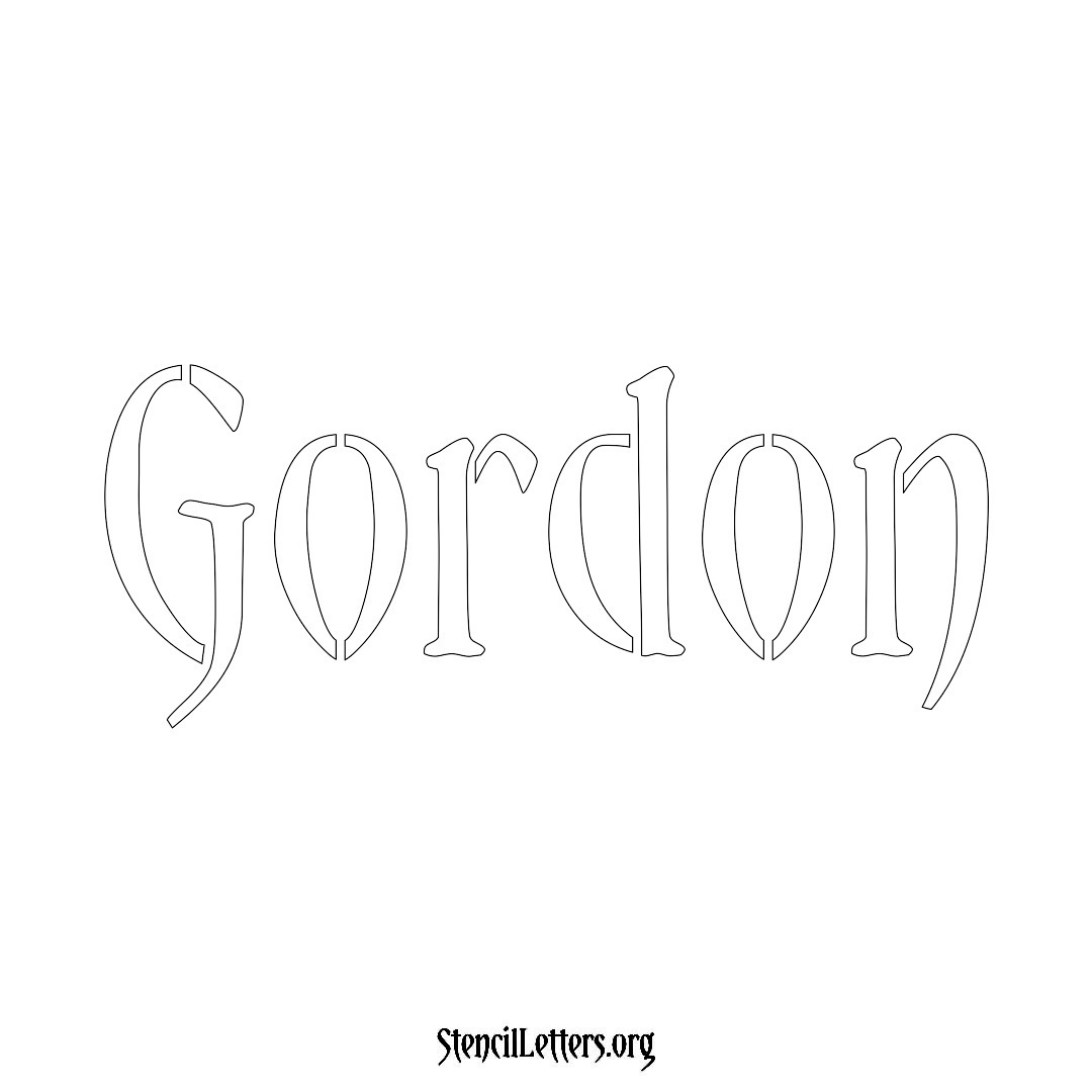 Gordon name stencil in Vintage Brush Lettering