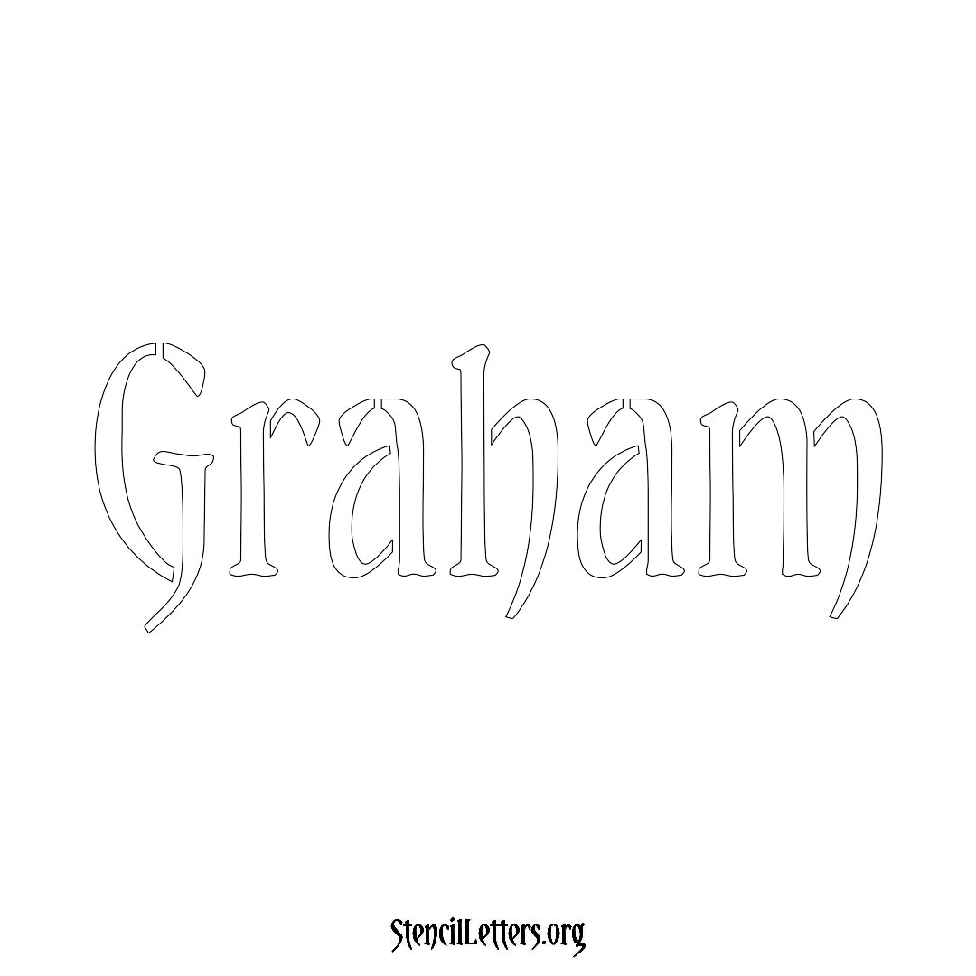 Graham name stencil in Vintage Brush Lettering