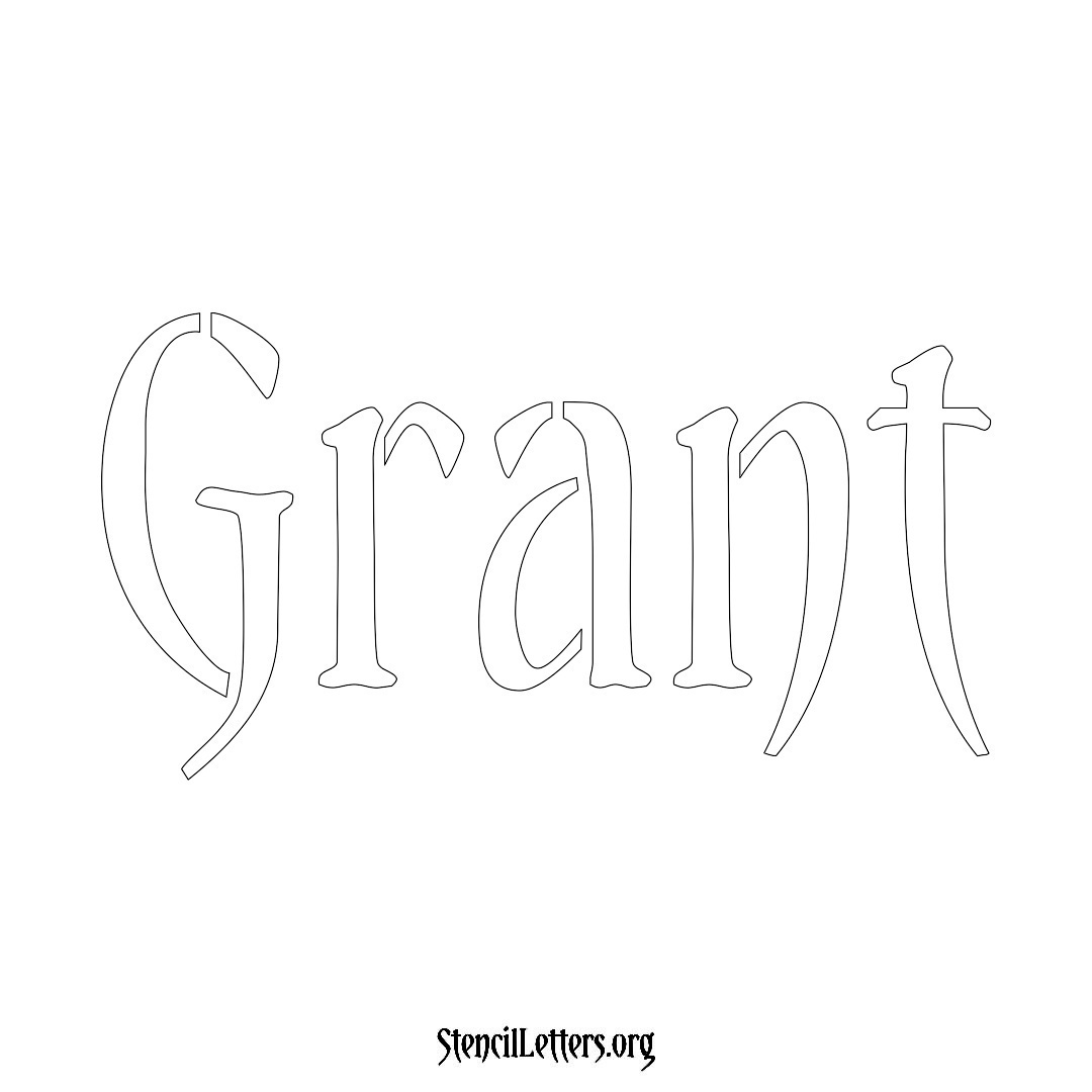 Grant name stencil in Vintage Brush Lettering