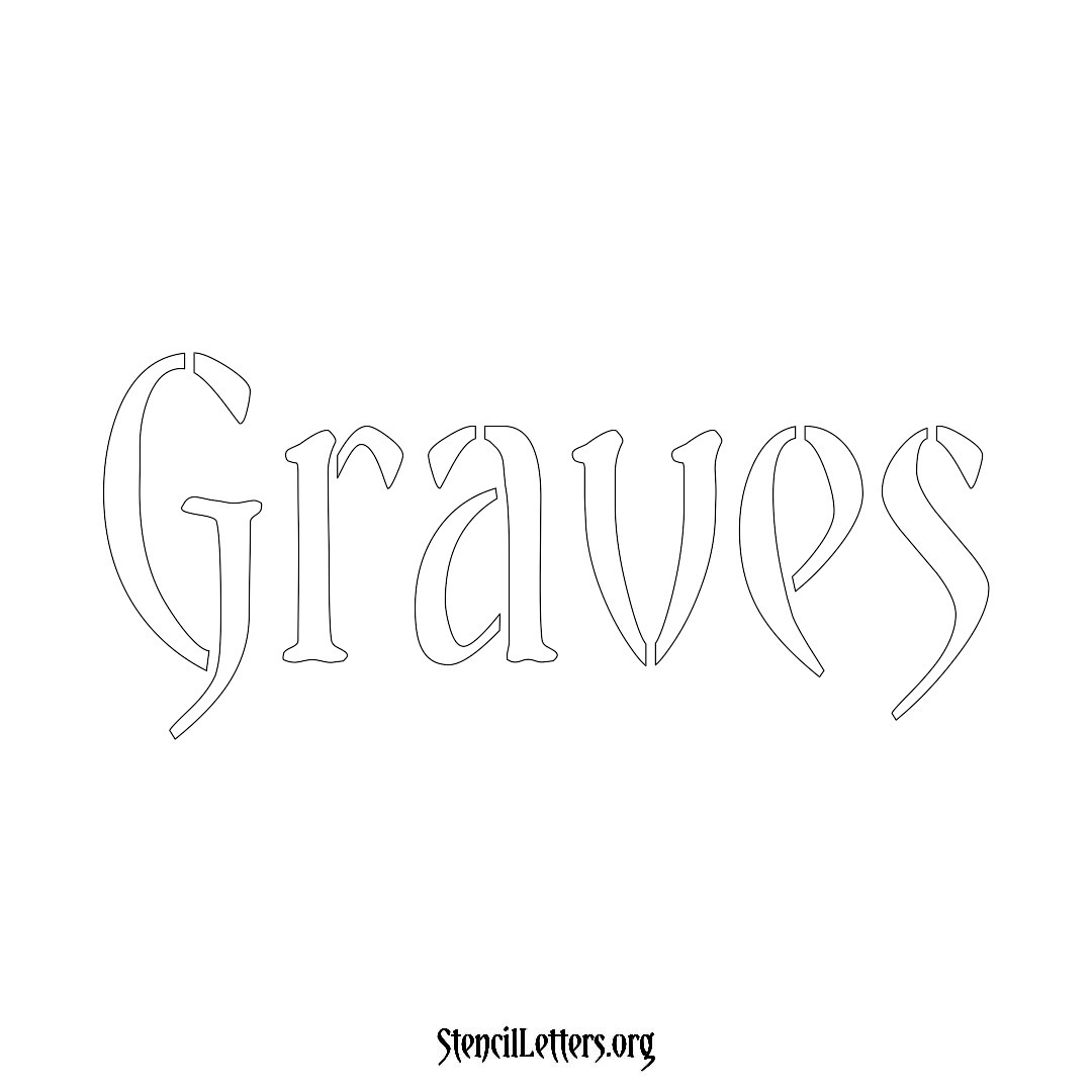 Graves name stencil in Vintage Brush Lettering