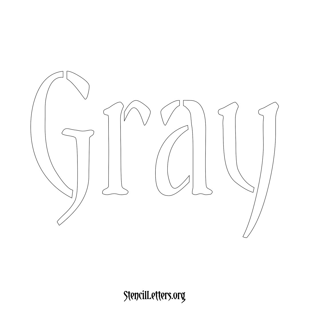 Gray name stencil in Vintage Brush Lettering