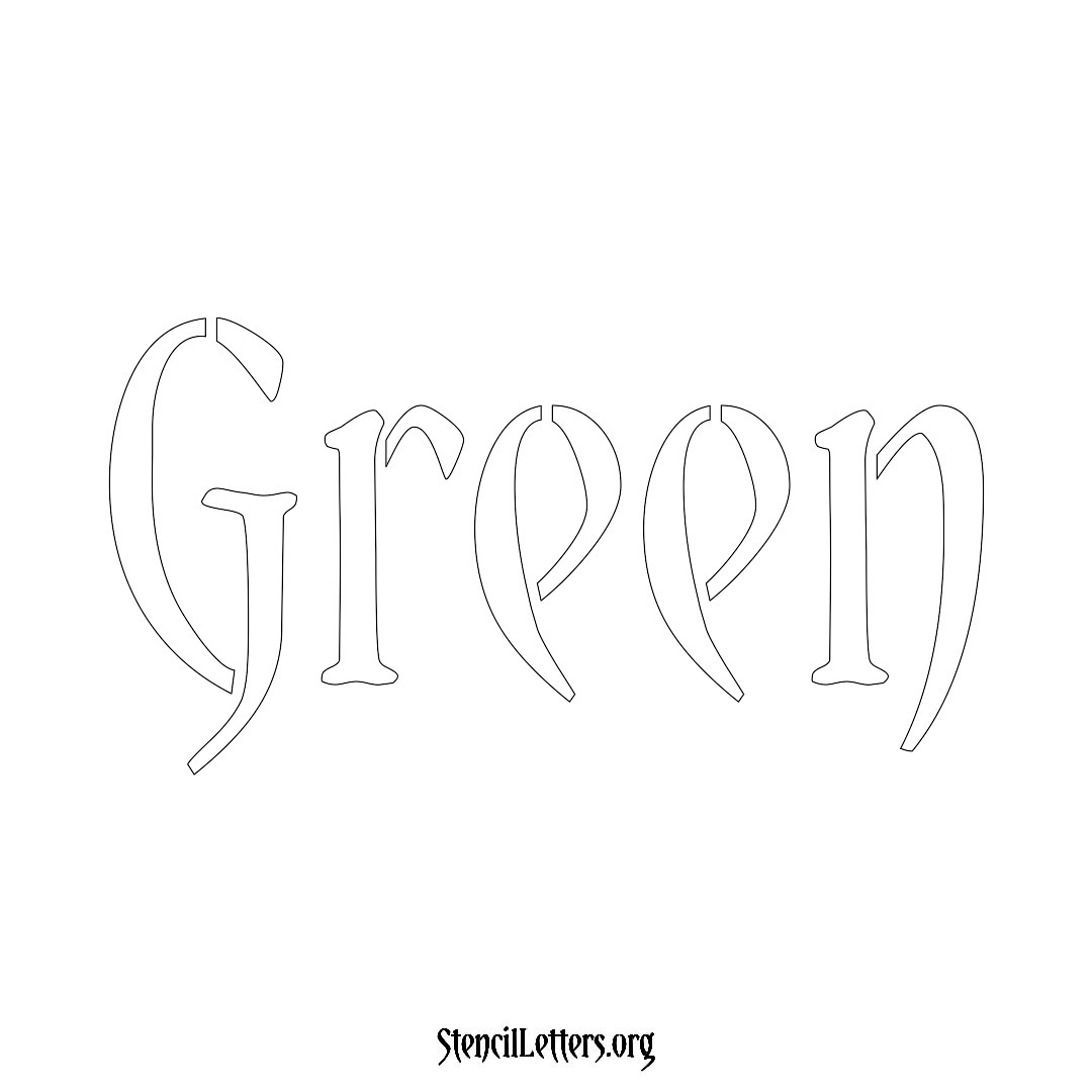 Green name stencil in Vintage Brush Lettering