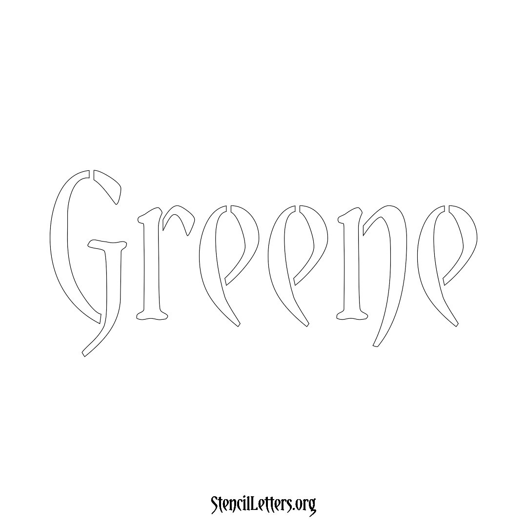 Greene name stencil in Vintage Brush Lettering