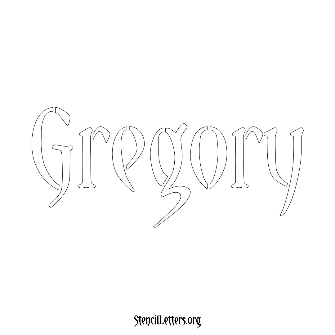 Gregory name stencil in Vintage Brush Lettering