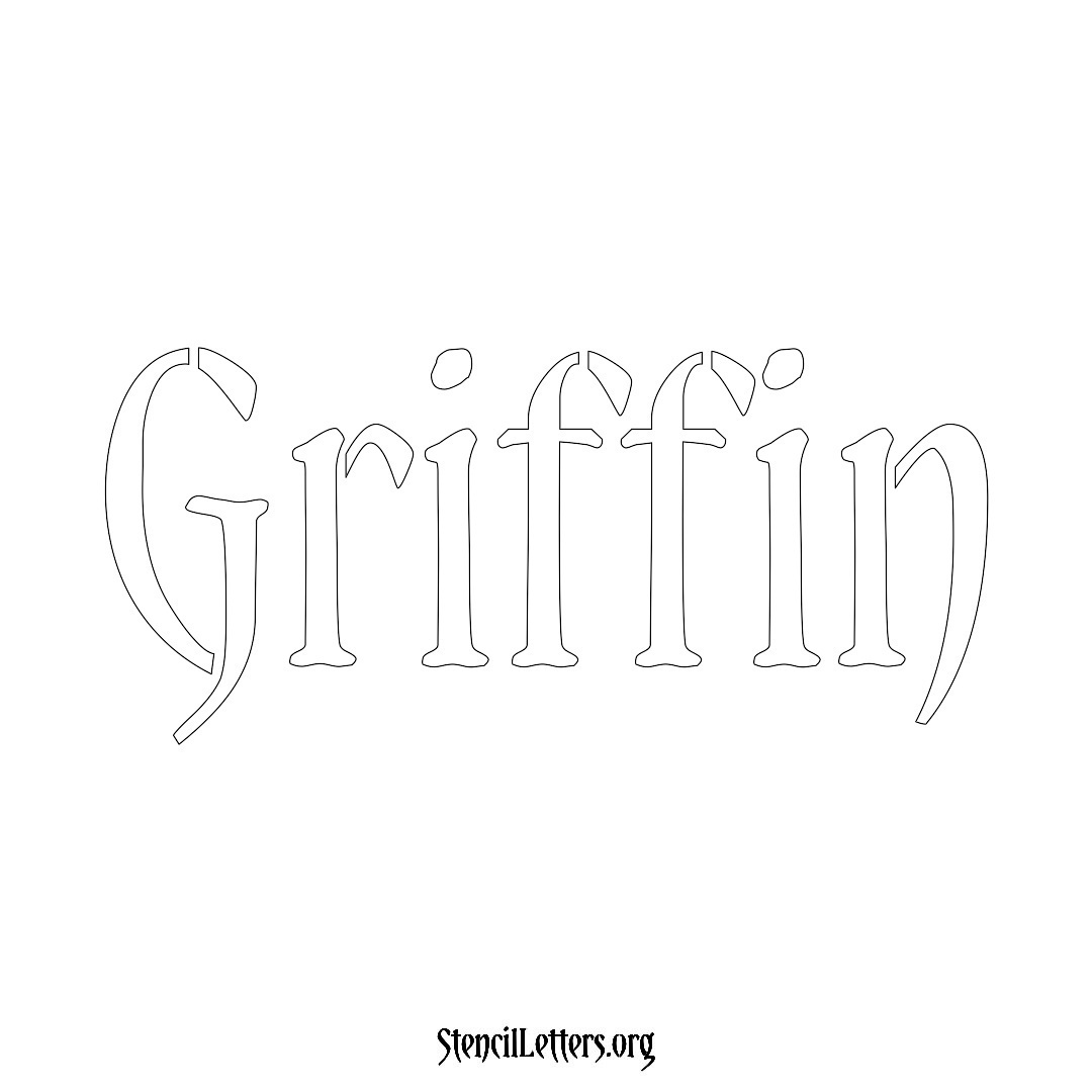 Griffin name stencil in Vintage Brush Lettering