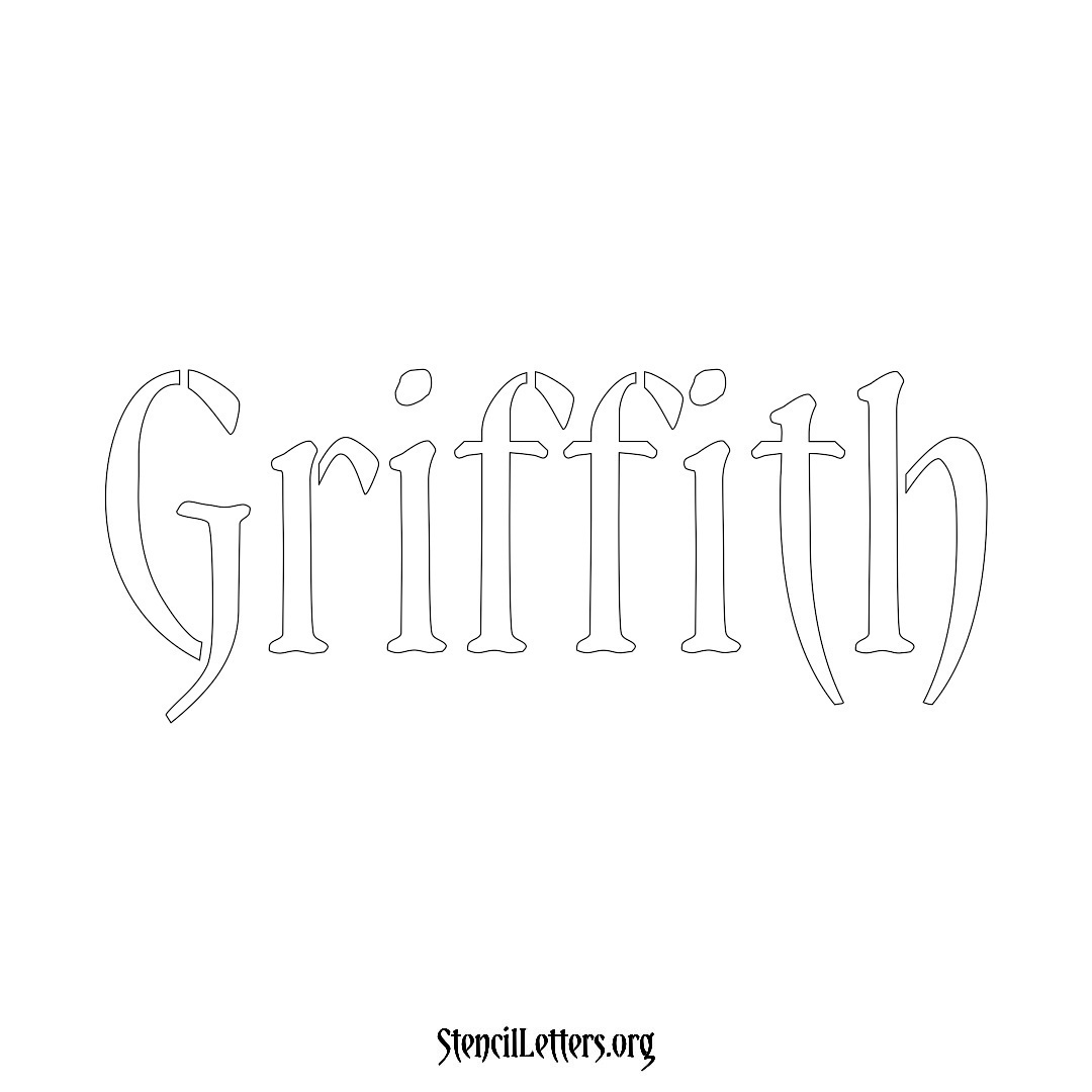 Griffith name stencil in Vintage Brush Lettering