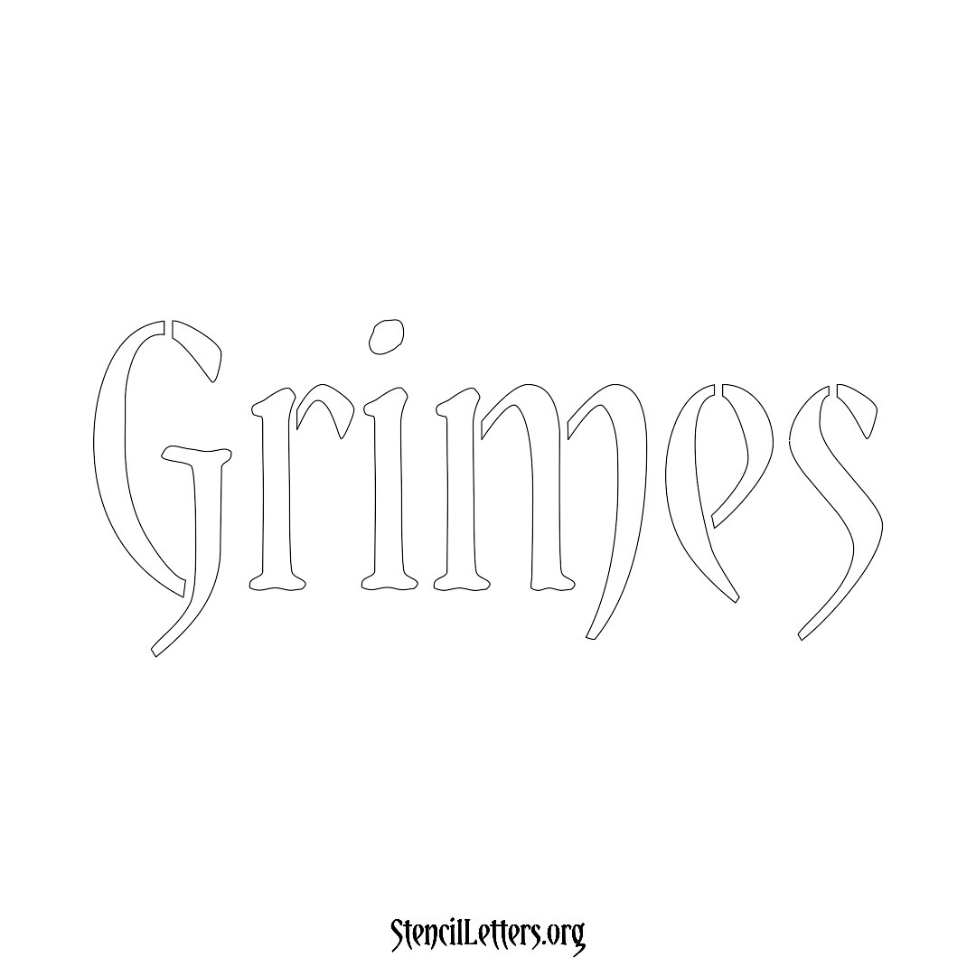 Grimes name stencil in Vintage Brush Lettering