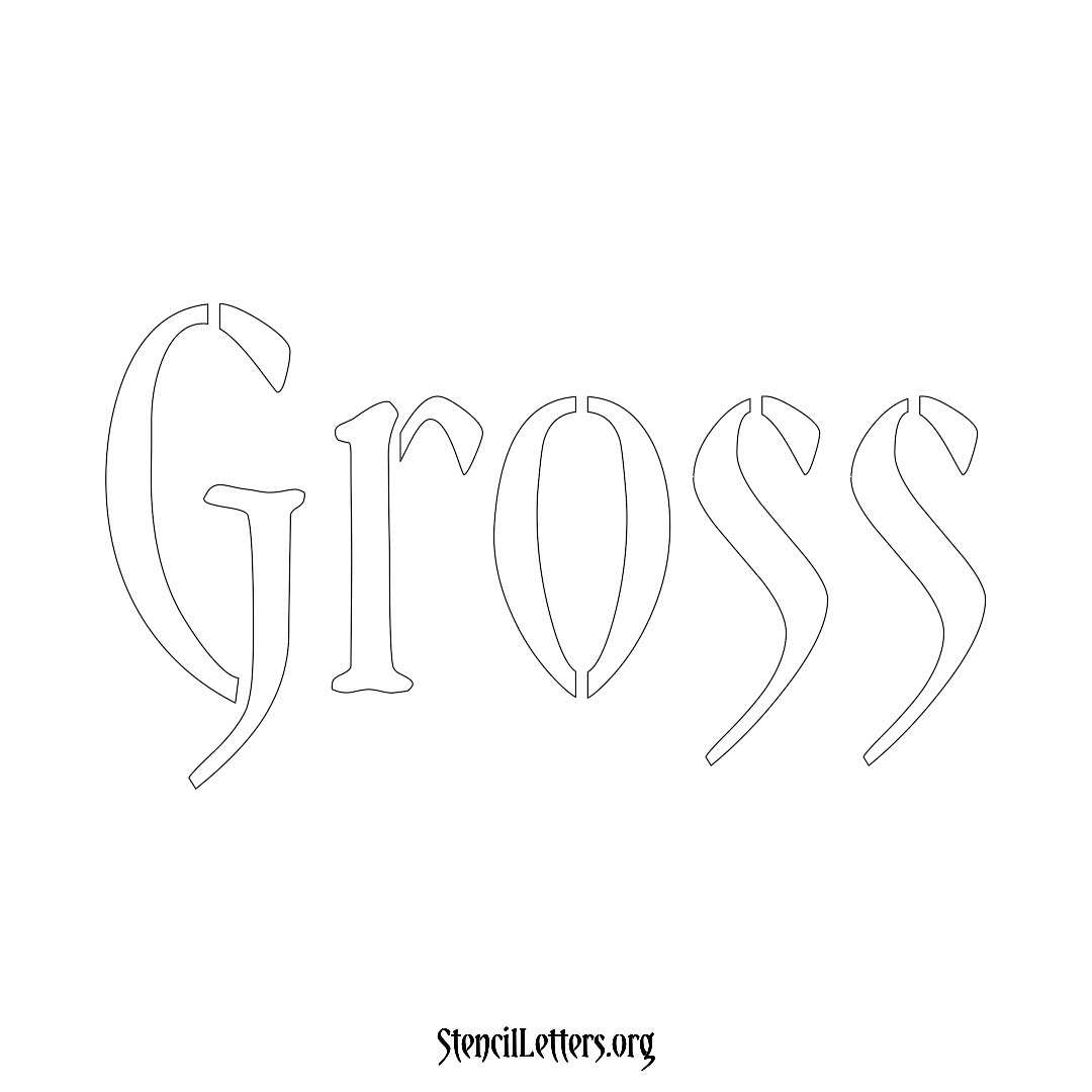 Gross name stencil in Vintage Brush Lettering