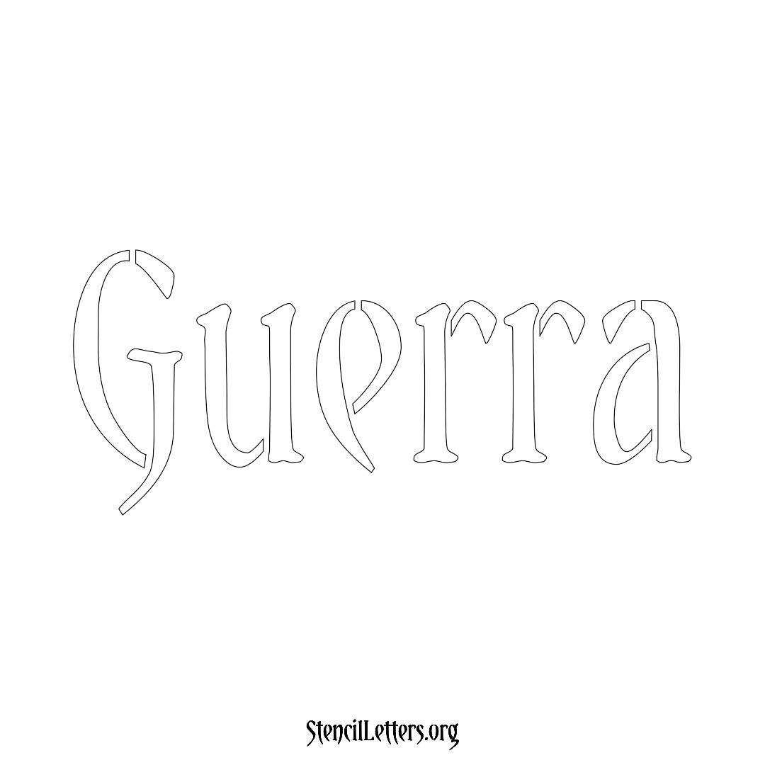 Guerra name stencil in Vintage Brush Lettering