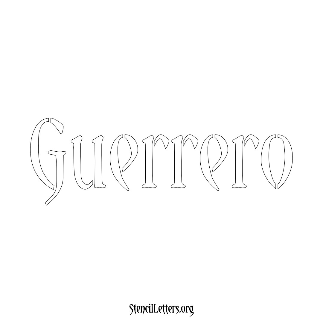 Guerrero name stencil in Vintage Brush Lettering