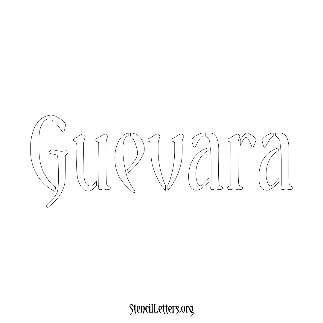 Guevara name stencil in Vintage Brush Lettering