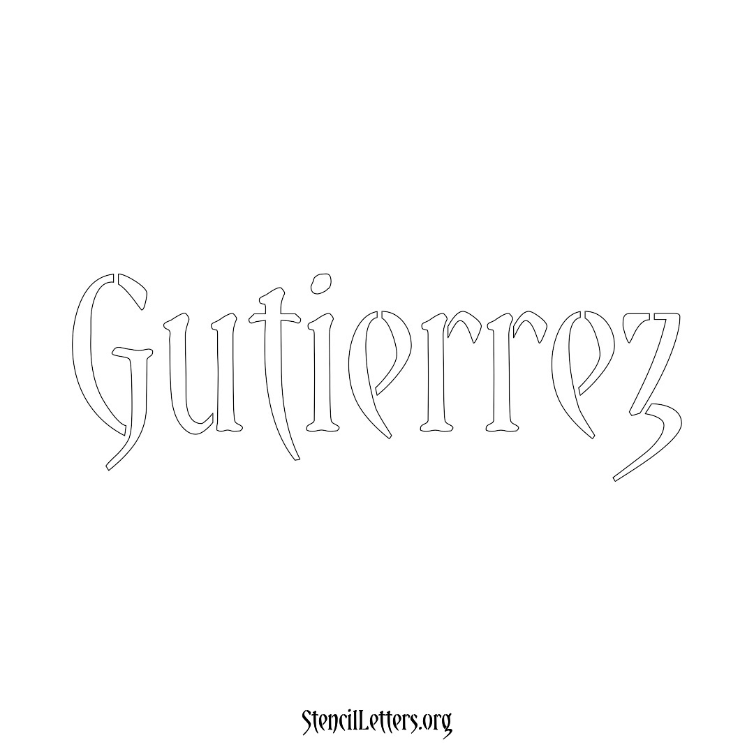 Gutierrez name stencil in Vintage Brush Lettering