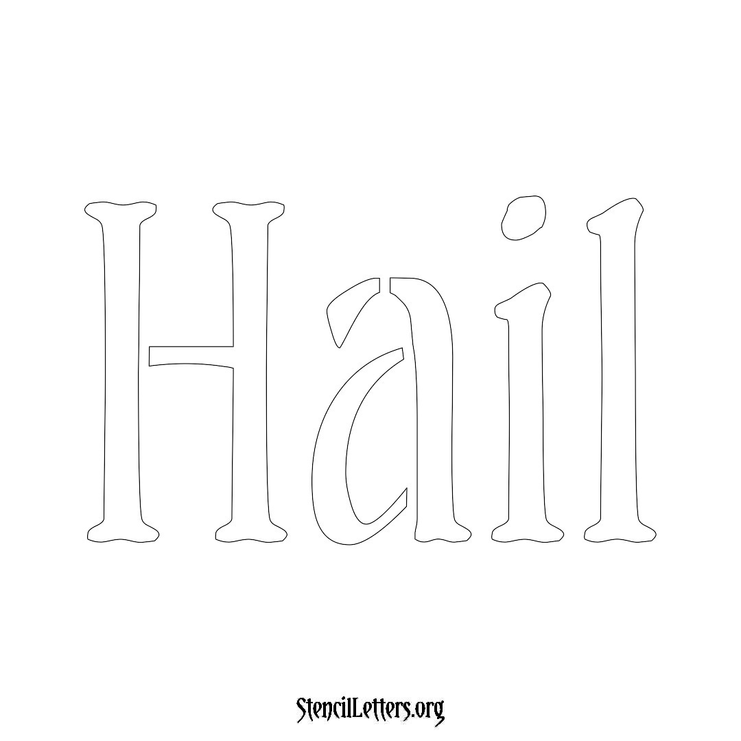 Hail name stencil in Vintage Brush Lettering