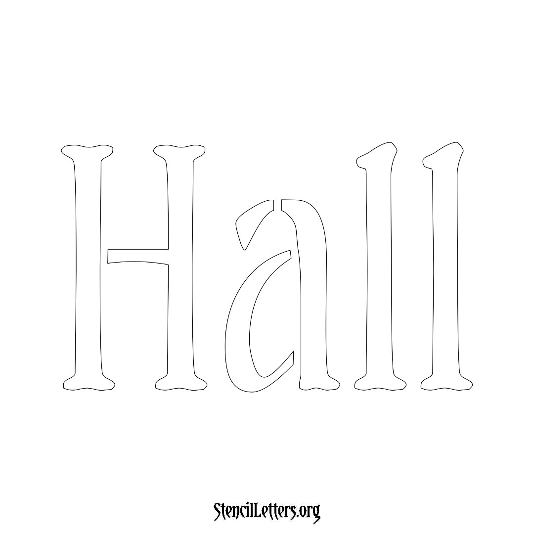 Hall name stencil in Vintage Brush Lettering