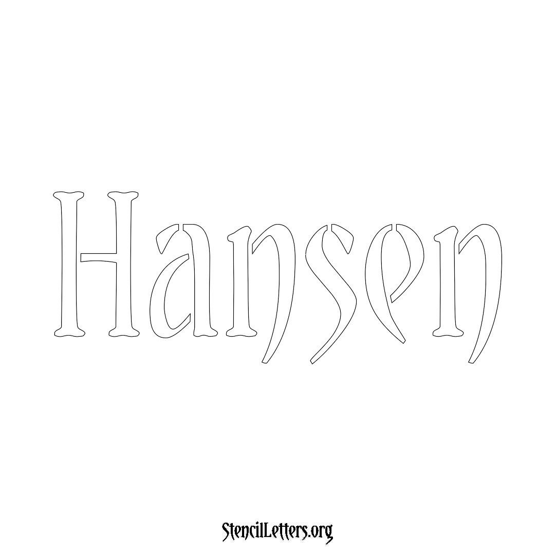 Hansen name stencil in Vintage Brush Lettering