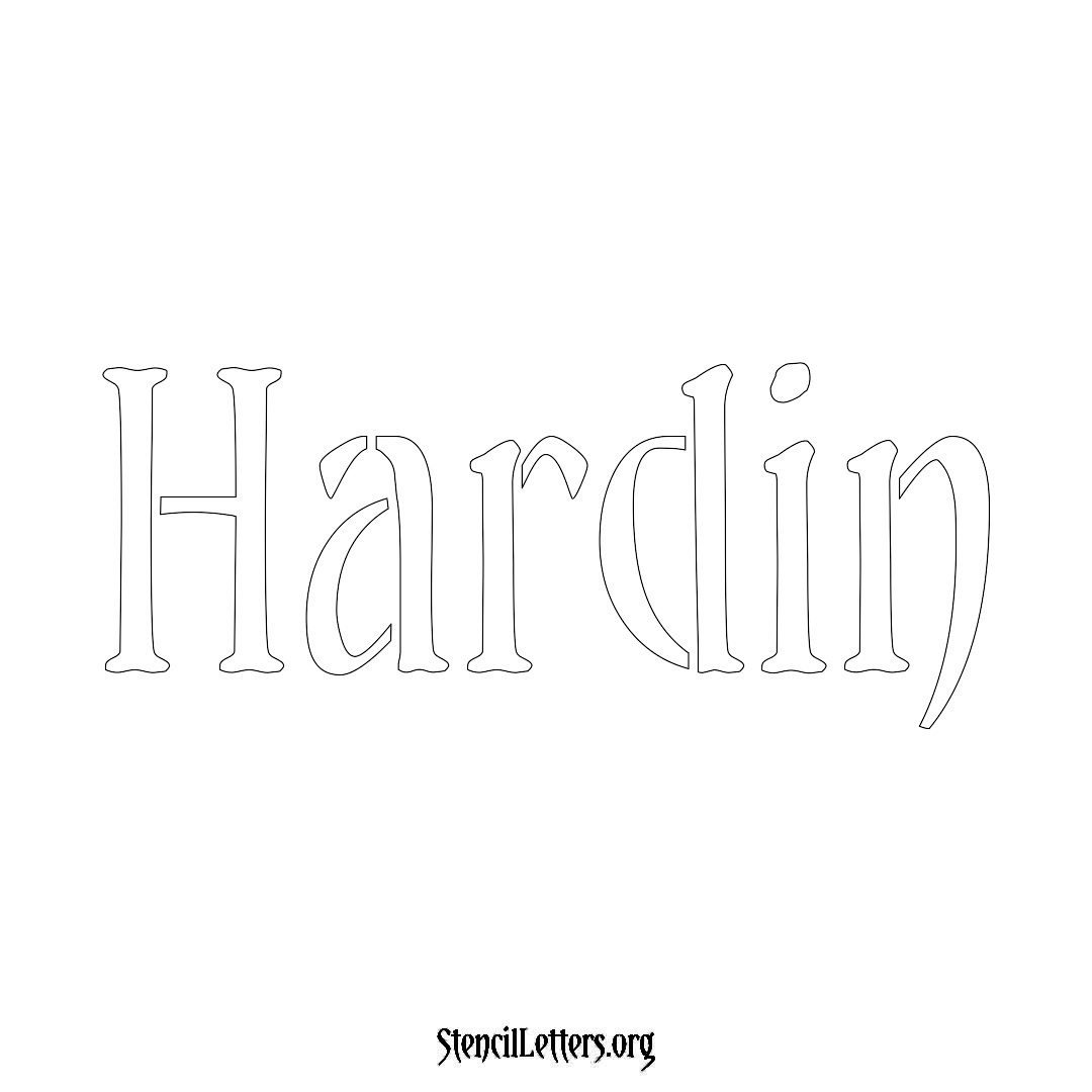 Hardin name stencil in Vintage Brush Lettering